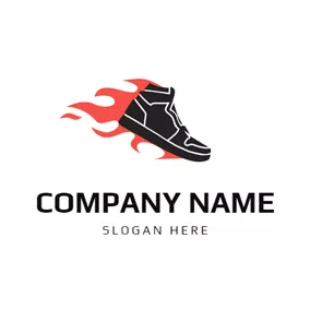 Drawing Logo Fire and Sneaker Shoe logo design