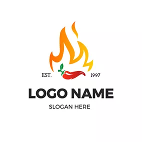 Food Logo Fire Chili Design Taqueria logo design
