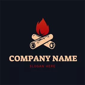 Logo Du Camping Fire Crossed Lumber Pyre Camping logo design