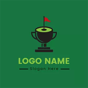 Logotipo De Golf Flag Trophy and Golf Course logo design