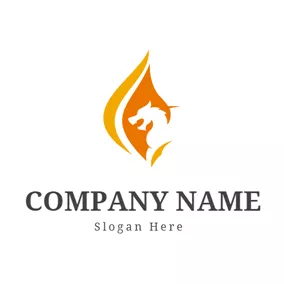Logo Du Dragon Flame and Dragon Head logo design