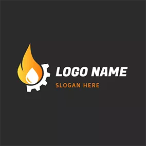 Heat Logo Flame Gear and Oil Exploitation logo design