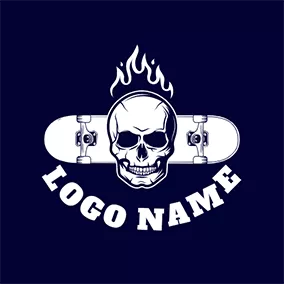 Entertainment Logo Flame Skull Skateboard logo design