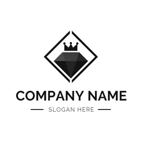 Black Logo Flat Black Crown and Diamond logo design