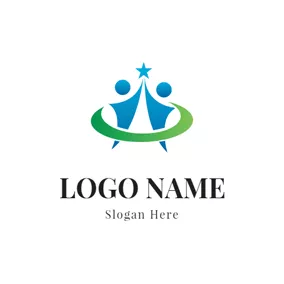 Logótipo De Colaboração Flat Circle and Abstract Person logo design