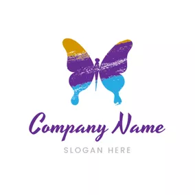 Drawing Logo Flat Colorful Butterfly logo design