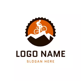Logótipo Corrida Flat Gear and Mountain Bike logo design