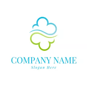 Wolke Logo Flat Green and Blue Cloud logo design