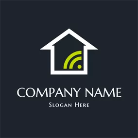 Connected Logo Flat House and Wifi logo design