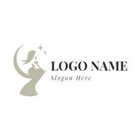 Clothes Logo Flat Moon and Graceful Woman logo design