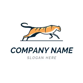 Jump Logo Flat Running Tiger logo design