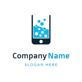 Decoration Logo Flow Bubble and Cell Phone logo design