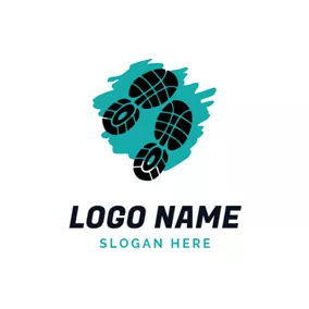 Black Logo Foot Print and Walking logo design