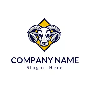 Logótipo De Cabra Frame and Ram Head Mascot logo design