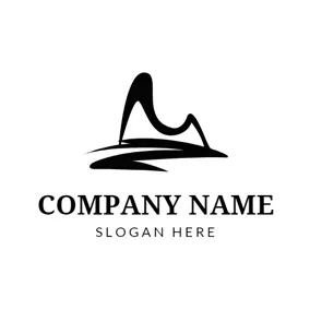 Curve Logo Freehand Mountain and River logo design
