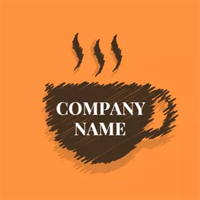 Caffeine Logo Freehand Sketching and Coffee logo design