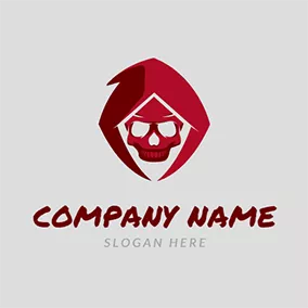 Dangerous Logo Funny Red Skull Cloak Death logo design