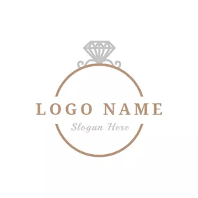 婚約のロゴ Golden and Silver Ring logo design