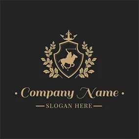 Decoration Logo Golden Badge and Horse logo design