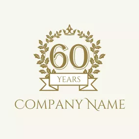 Expensive Logo Golden Branch and Number Sixty logo design