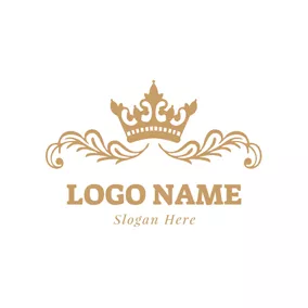 King Logo Golden Crown and Branch logo design