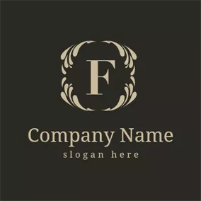 Decoration Logo Golden Decoration and Letter F logo design