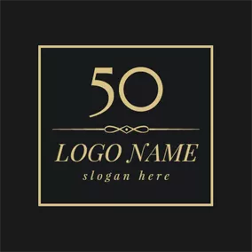 Logotipo De Pareja Golden Square and 50th Anniversary logo design