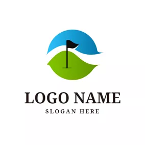 Logo Du Golf Golf Course and Golf Flag logo design