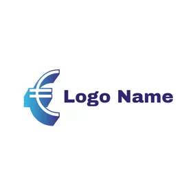 Gradient Logo Gradient Blue 3D Euro Sign logo design
