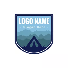 Gradient Logo Gradient Overlapping Mountains and Tent logo design