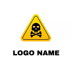 Dangerous Logo Gradient Triangle Skull Warning logo design
