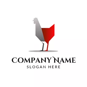 Logotipo De Cooperativa Gray and Red Chicken Icon logo design
