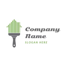 Logotipo De Diseño De Interiores Gray Brush and Green Arrow logo design