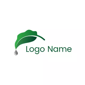 マッサージロゴ Gray Drop and Green Leaf logo design