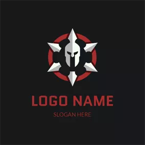 Black Logo Gray Helmet and Barbarian Knight logo design