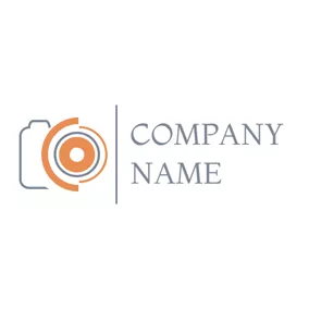 Photography Logo Gray Line and Camera Lens logo design