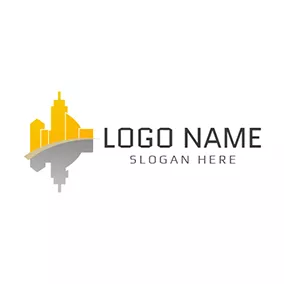 Building Logo Gray Reflection and Yellow Architecture logo design