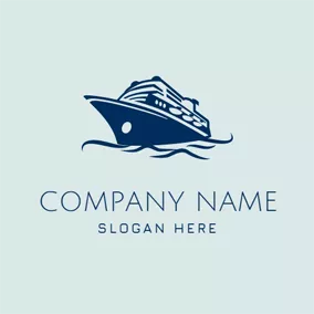 船ロゴ Green and Blue Steamship logo design