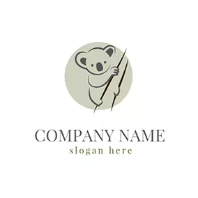 Animation Logo Green and Gray Koala Icon logo design