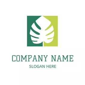 Gradient Logo Green Background and White Palm Leaf logo design