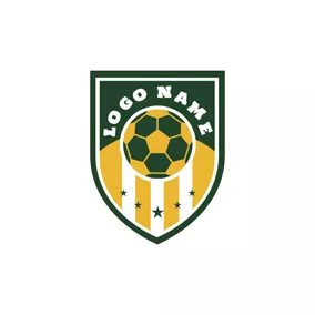 Tournament Logo Green Badge and Yellow Football logo design