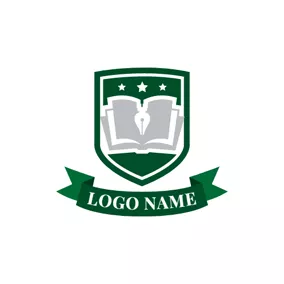 Logotipo De Emblema Green Book Shield and Banner Emblem logo design