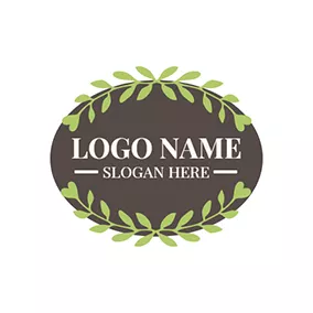 Ellipse Logo Green Branch and Brown Badge logo design