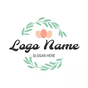 Beige Logo Green Branch and Colorful Balloon logo design
