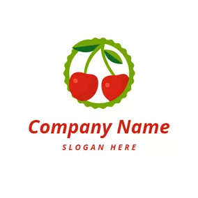 Delicious Logo Green Branch and Red Cherry logo design