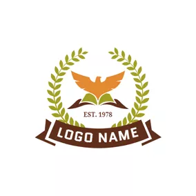 College Logo Green Branch and Yellow Pigeon logo design