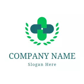 化學 Logo Green Capsule and Cross logo design