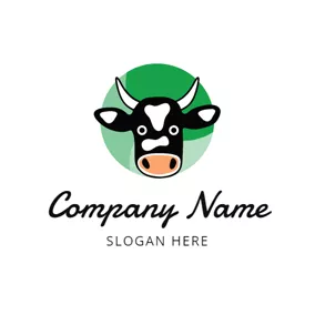 Ellipse Logo Green Circle and Black Cow Head logo design