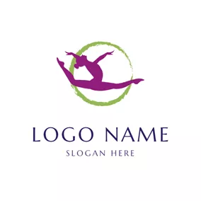 Dance Studio Logo Green Circle and Gymnast logo design