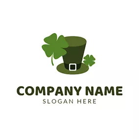 Ireland Logo Green Clover and Leprechaun Hat logo design